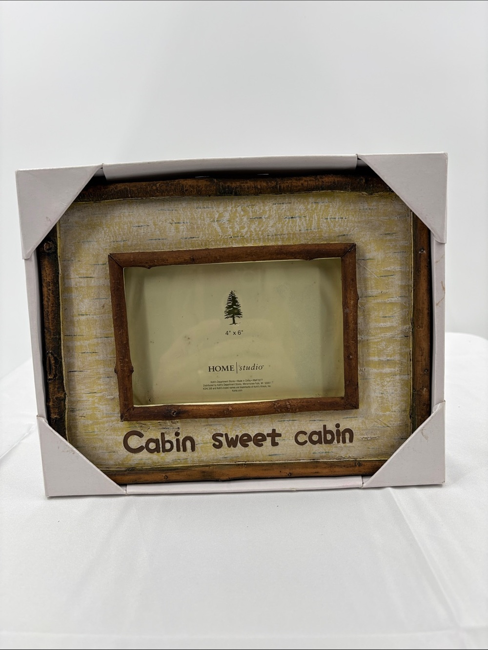 Cabin Sweet Cabin Rustic Wood Picture Frame - Cream/Brown